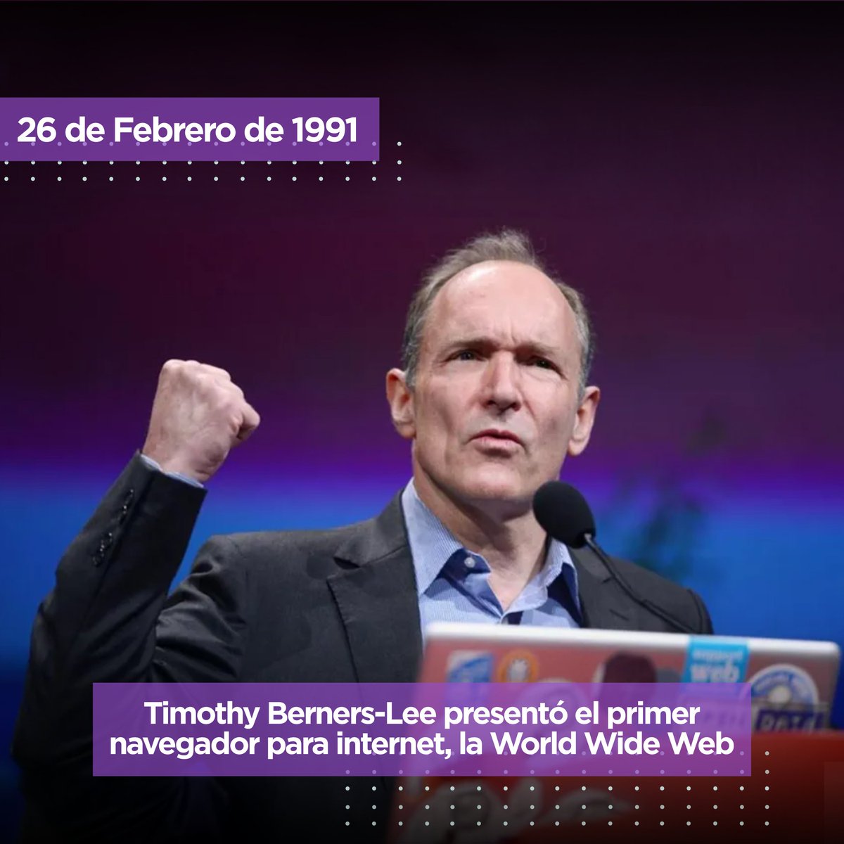 ¿Sabés de dónde viene el “WWW” que tanto usamos?🤔
 
En 1991, el informático Sir Timothy Berners-Lee presentó el primer navegador para internet, la World Wide Web (Red Mundial) 🌐.
 
Hoy, 31 años después, el “WWW”  es más poderoso que nunca.
 
 #LatinCloud #ViveLaExperienciaCloud