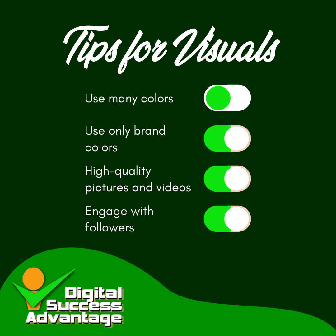 DSABusiness's tweet image. Here are some quick tips about visuals on your social media.