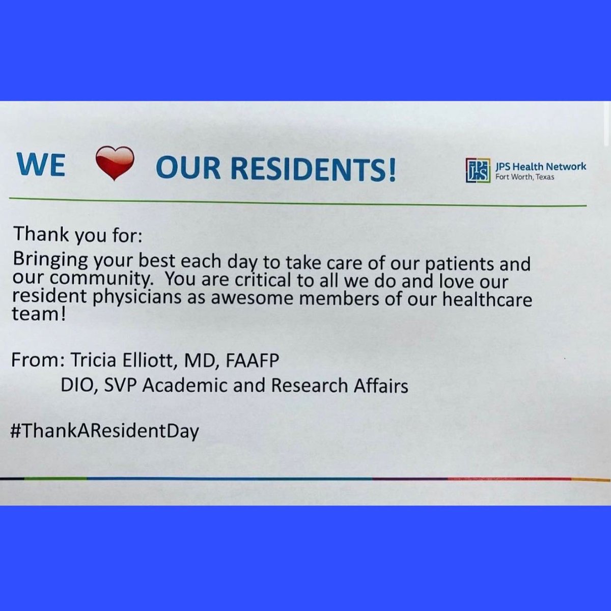 JPSGeri's tweet photo. Here are a few thanks from our hearts to yours. We are thankful for our fellow, Dr. Rathjen, today and every day! #Jpsgeri #thankaresident https://t.co/bHBmC1b5j0