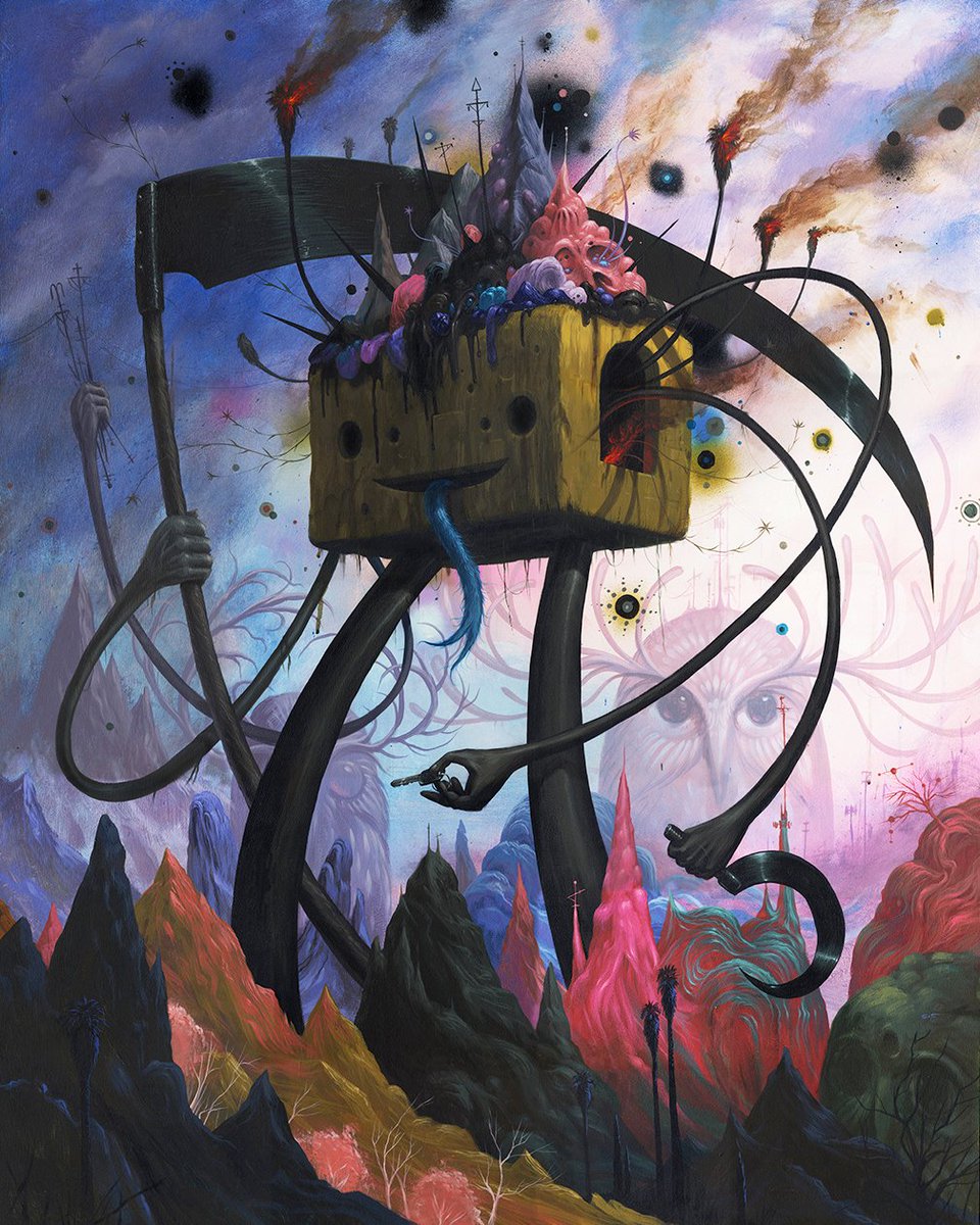 jeffsotoart's tweet image. Anti-war themes have been a part of my work since I was a teenager. Even when it's disguised as fun and lighthearted and colorful, my work- on some level- is about the good and evil in humanity and our history filled with both aggression and kindness.
"Mountain Giants", 2014.