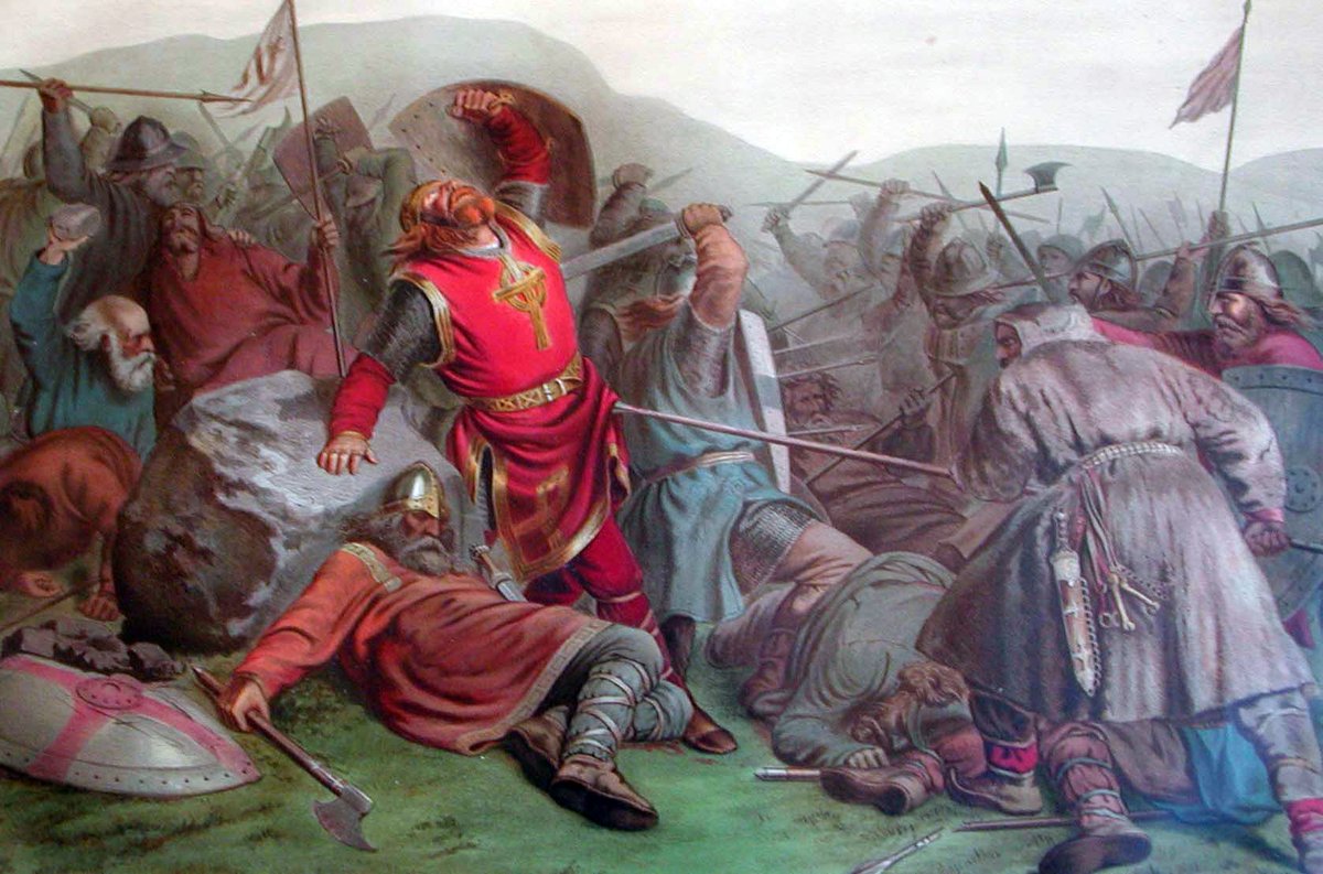 En el año 1030, el rey danés Canuto el Grande invadió Noruega y, con tan solo 15 años, Harald Hardrada participó en su primera batalla, la de Stiklestad, donde perdió la vida su hermano —y rey del país— Olaf a manos de los partidarios de Canuto.
