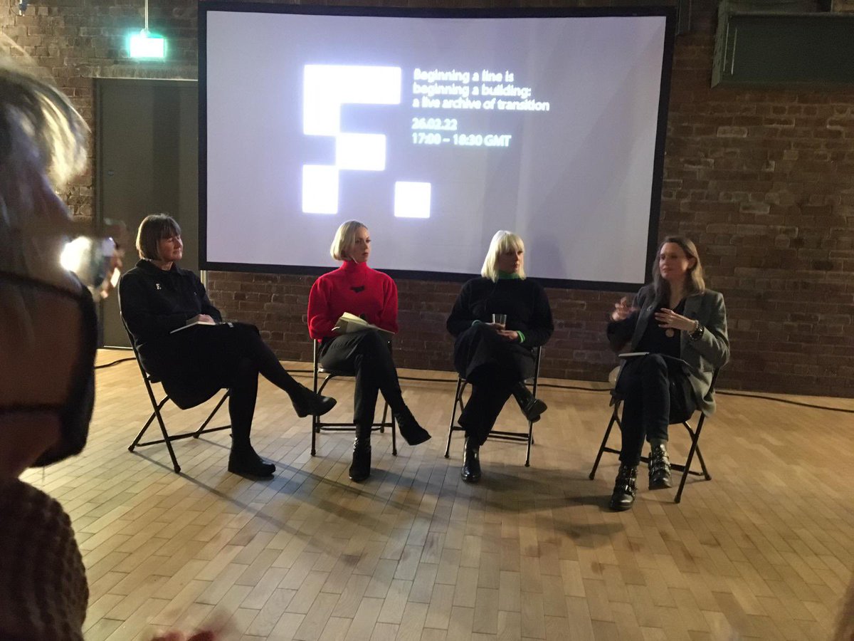 Lovely conversation about Beginning a line is beginning a building with <a href="/fionabradleyx/">Fiona Bradley</a> <a href="/eve_mutso/">Eve Mutso</a> <a href="/RhonaWarwick/">Rhona Warwick Paterson</a> <a href="/same_woods/">Sam Woods</a> we also screened three films Rhona &amp; Eve made with <a href="/RossFromTain/">Brian Ross</a> that documents the transition of the building as it entered a new phase &amp; a set of walls.