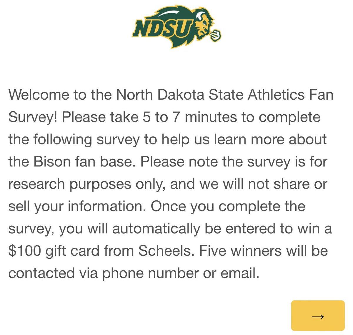 Here’s your chance as a fan to have your voice heard about improving the Fargodome game-day experience.

gobison.com/fansurvey