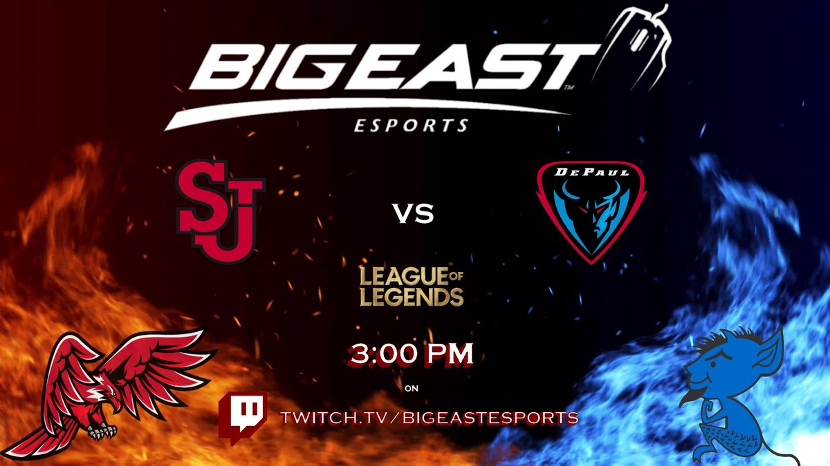 SJUeSports's tweet photo. Summoner's rift is heating up 🔥
@eSports_StJ takes on @DePaulEsports TODAY at 3pm EST! ⏰
Watch it live at https://t.co/GBKkXh04Oz 📺 https://t.co/8oxMANw35l