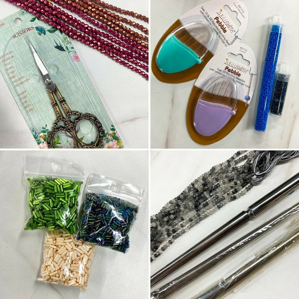 pocoInspired's tweet photo. Staff Picks of the week! 

Top Left Image: 
Fancy Scissors 
New Fire Polish Colours in Pink! 

Bottom Left Image:
Opaque Green Iris Bugle #2
S/L Lime Green #3
Eggshell #3

Top Right Image: 
Pebble Needle Pack 
Delica 0002 
11-43117

Bottom Right Image: 
… https://t.co/XhWJcHsNzy https://t.co/LtCaQnHhts