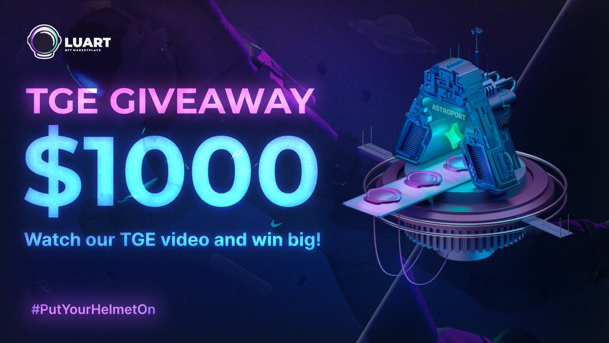 luart_io's tweet photo. 🎁 TGE GIVEAWAY 🎁

Let's prepare for TGE with our YouTube video and a giveaway 💫

💸 1000 $UST
🏆 4 winners

✅ Follow @luart_io
✅ Like / RT
✅ Tag 2 frens with #LuartTGE
✳️ Subscribe to our YouTube channel https://t.co/2l1BnjtCap

END: 03/01 @ 10pm UTC
$LUART $LUNA #LUNAtics https://t.co/NBVH4SrrNn