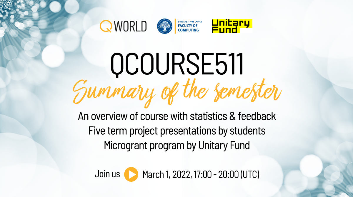 QWorld19's tweet photo. Join us with the summary of our first fully #online #graduate QCourse511-1 on "#Quantum #Computing and #Programming":
- An overview of #course with statistics & feedback
- Five term-project presentations by students
- #Microgrant program of #UnitaryFund
https://t.co/uPktPlczbN https://t.co/cXDo12fmus