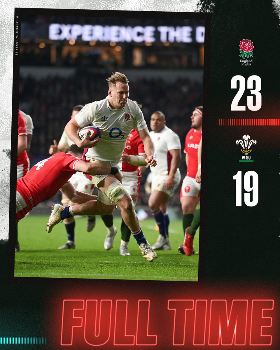 Full time at Twickenham and we’ve beaten Wales in round three of @SixNationsRugby 🌹 #ENGvWAL
