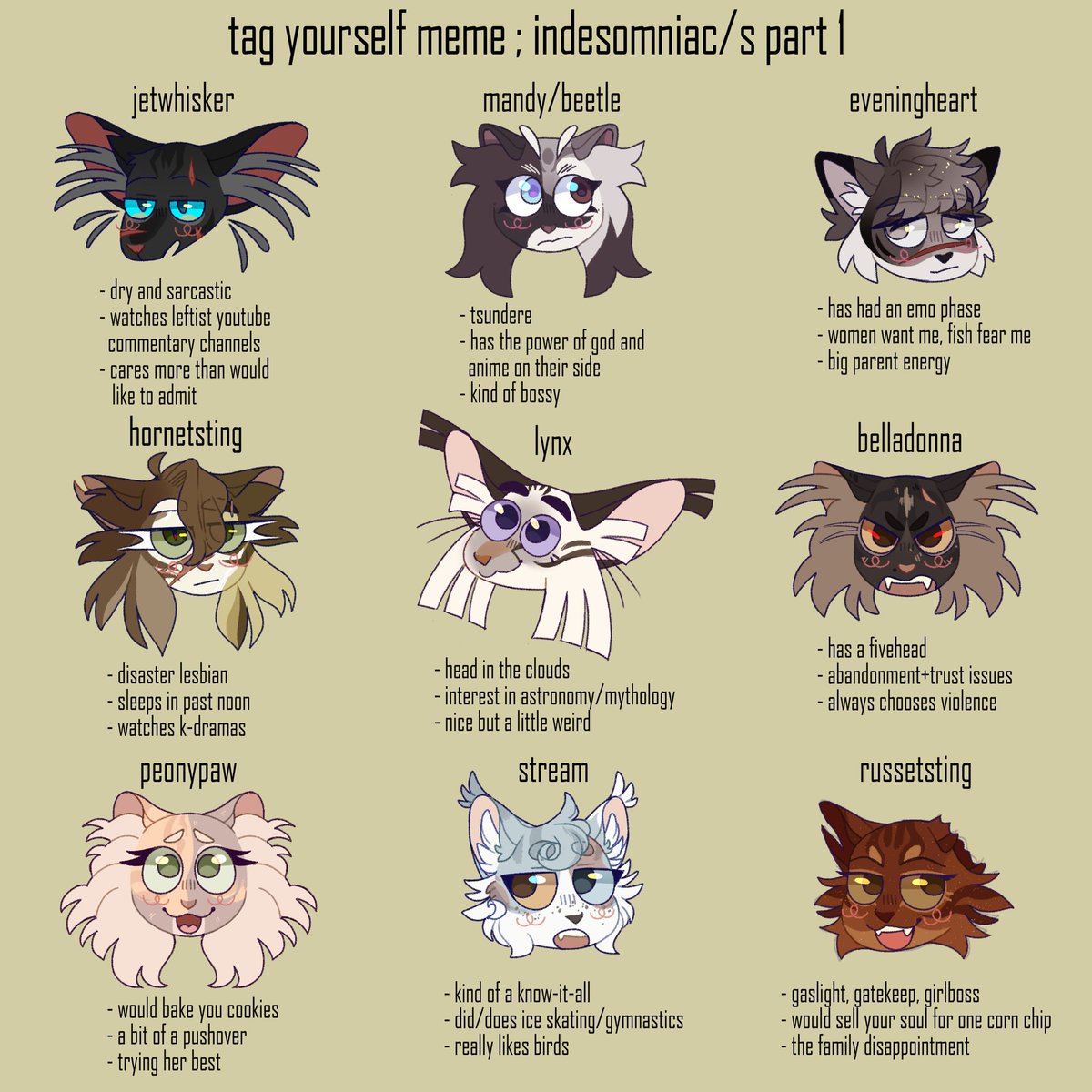 tag yourself; i’m hornet and lynx
#warriorcats #originalcharacter #tagyourselfmeme