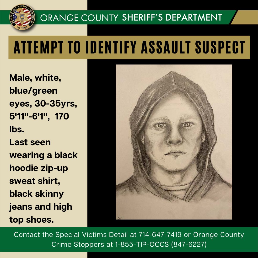 #OCSDPIO Sheriff’s investigators are asking for the public's assistance in identifying a suspect accused of assaulting a female on February 25 in Rancho Santa Margarita. Please contact Sheriff’s Department investigators at 714-647-7419 if you recognize this individual.