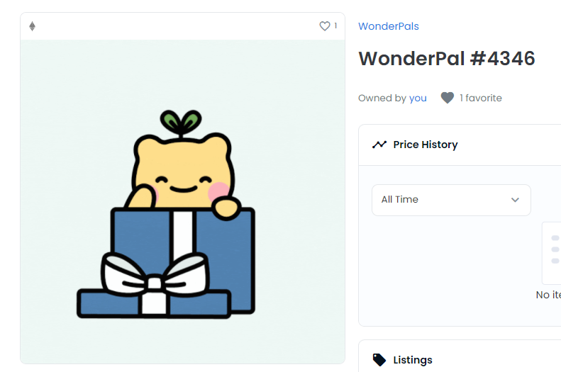 Picked up my #Wonderpal from a raffle giveaway from my #Deadfrenz HODL. Thanks guys, excited to see how this one goes! #NFT