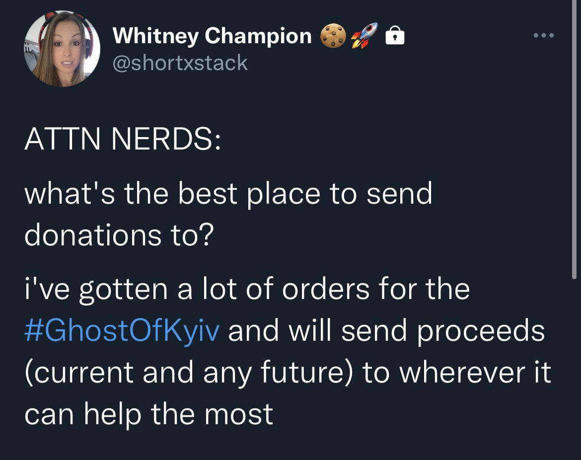 For those that don’t already follow <a href="/shortxstack/">Whitney Champion 🍪🚀 bluesky @whit.zip</a>, proceeds are being donated to Ukraine support causes. #ghostofkyiv