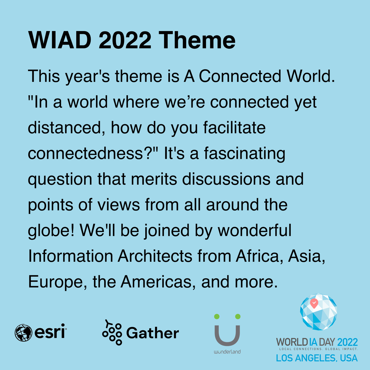 wiadLA's tweet photo. Come join the conversation this coming March 5th from 1PM-4PM PST!

Registration link is in the bio!

#WIADLA22 #WIADay22 #WorldIADay #WIADLA #WIAD22 #InformationArchitecture #LAIAD https://t.co/ZsB49Bqy4O