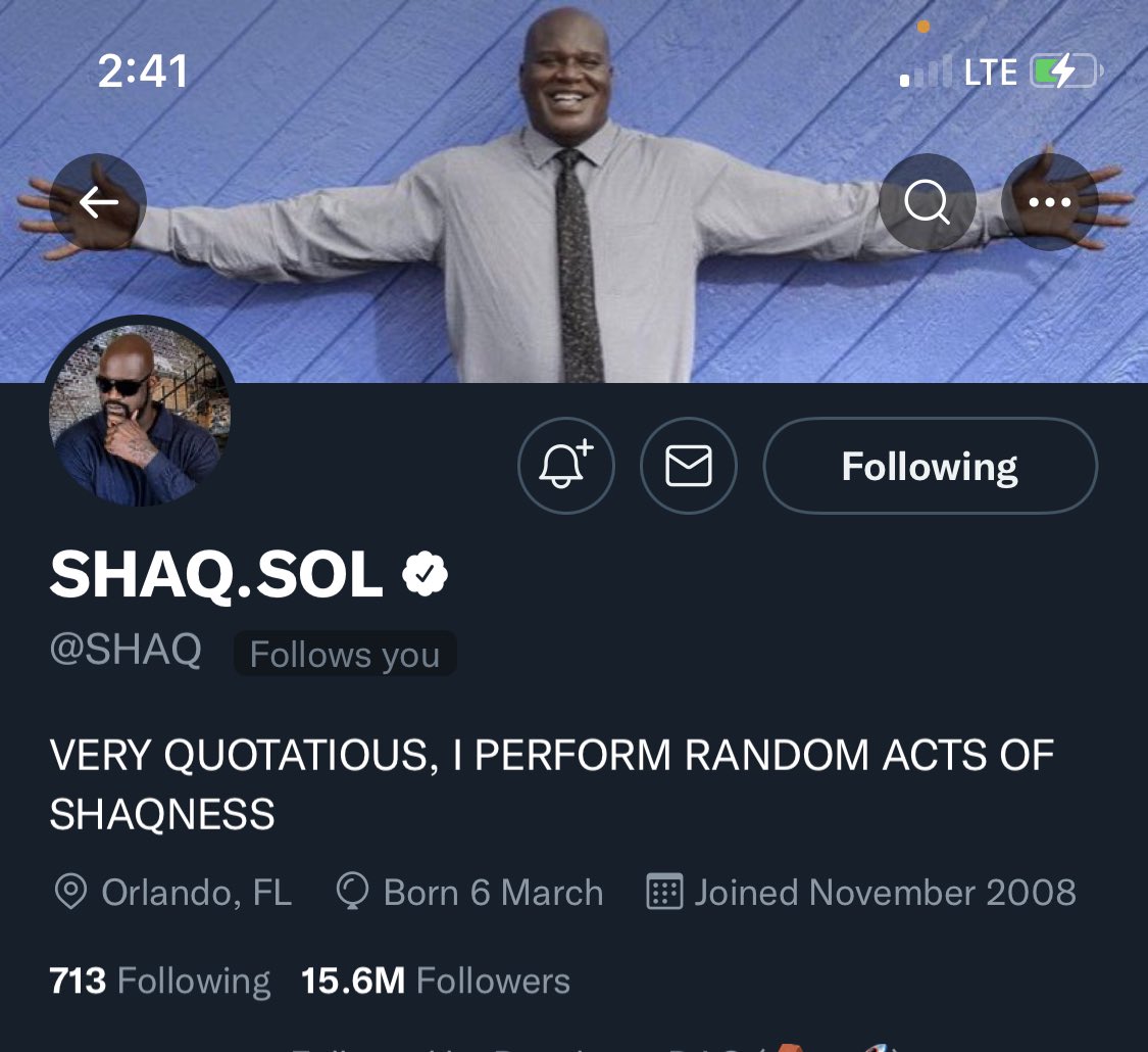 GUYS WE FUCKING DID IT!!!! @SHAQ CHANGED HIS NAME FROM .ETH TO .SOL ON OUR SPACES!!! WE LOVE YOU SHAQ!!!!!!!!!!!! GO SOLANA!!!!!!!