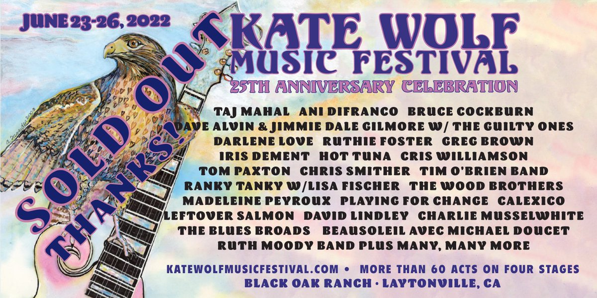 Good morning Folks. Last night we reached the point of a sell out for this year's festival, a first for us. We have shut down all ticket sales, except for vehicle passes (car, RV - all vehicles require a pass to enter the facility) and youth tickets. 
Thank you!