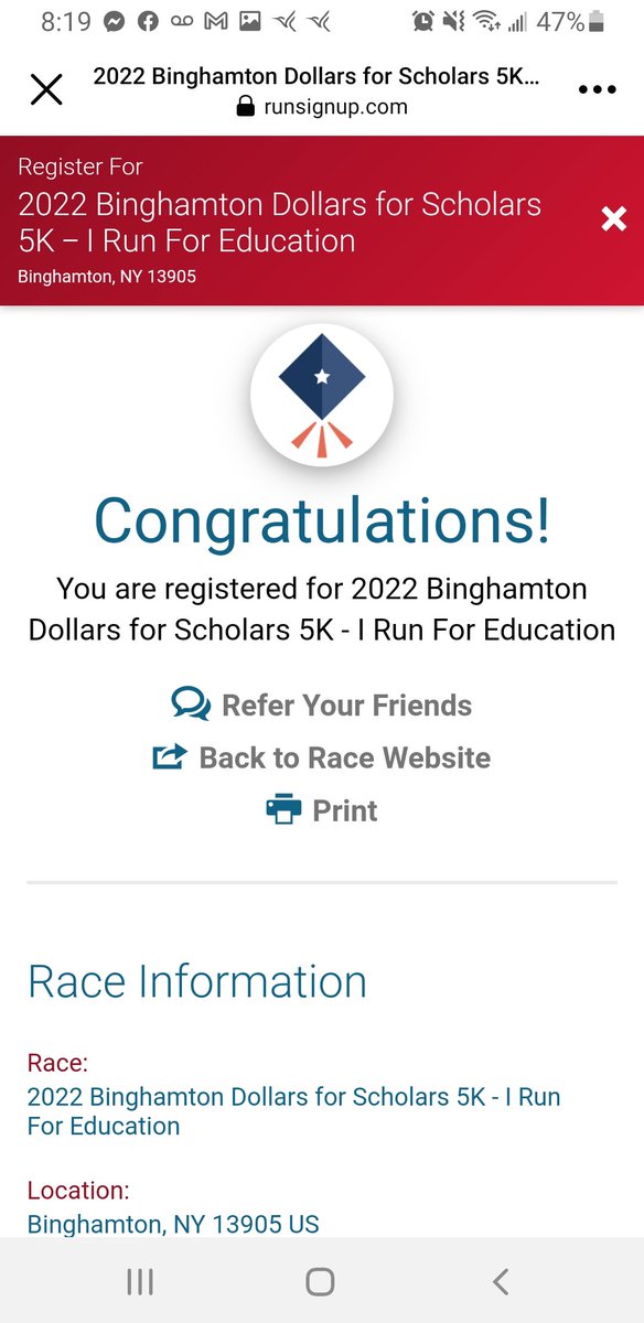 Registered for <a href="/BinghamtonD4S/">Binghamton$4Scholars</a> Dollars for Scholars 5k. Proceeds go toward scholarships for deserving Binghamton High School seniors. Resguster here facebook.com/events/s/2022-… Hope to see many familiar faces! <a href="/nmatz10/">Nick Matyas</a> <a href="/sfiorini28/">Stephanie Fiorini</a> @MathReed <a href="/larrydake/">Dr. Larry Dake</a> <a href="/DrToniaThompson/">Tonia Thompson</a> <a href="/Kevin_Richman/">Kevin J Richman</a>