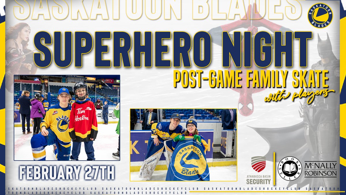 Superheroes ✅
Post-game skate with players ✅
Playoff-like atmosphere ✅

Puck drop is 4:00pm, folks | bit.ly/35ChBK4
