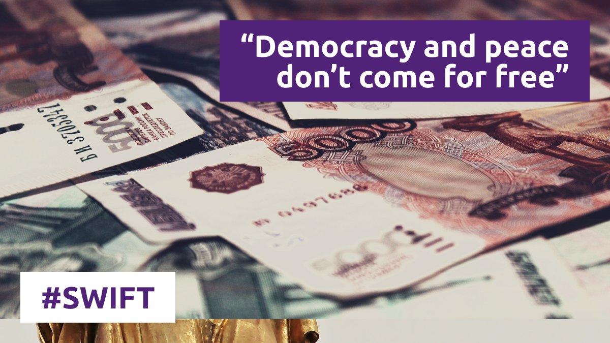 Volt calls for the European governments to exclude #Russia from #SWIFT. This is not the time for indecisiveness! Europe &amp; the intern. community have to stand united against the brutal #russianinvasion of a sovereign nation and the breach of international law ⚖️ #SWIFTban (1/6)