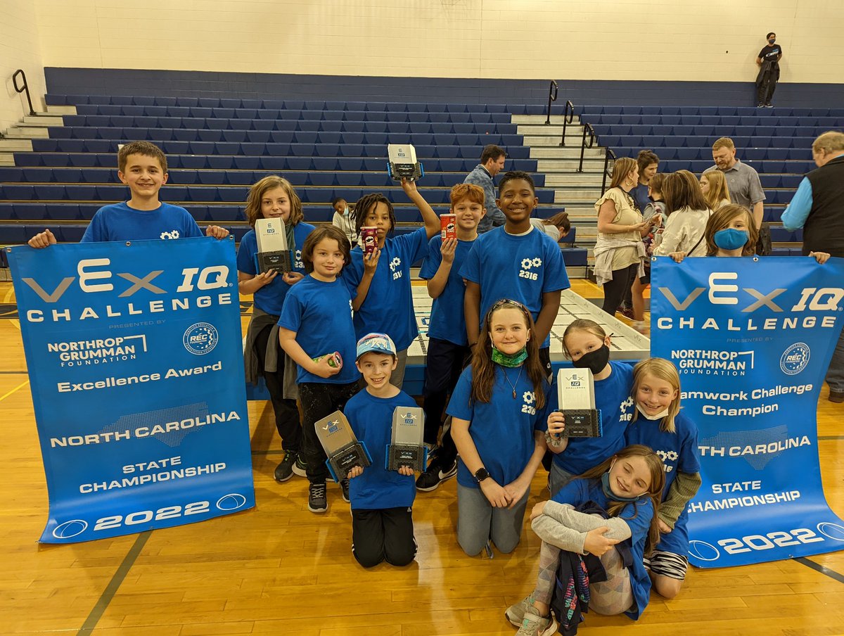 A "banner" day for the robotics team. State Tournament Champions, Excellence Award, Tournament Finalists, Build Award and THREE teams qualified for the World Championship in Dallas, TX!!!!  #theACSway