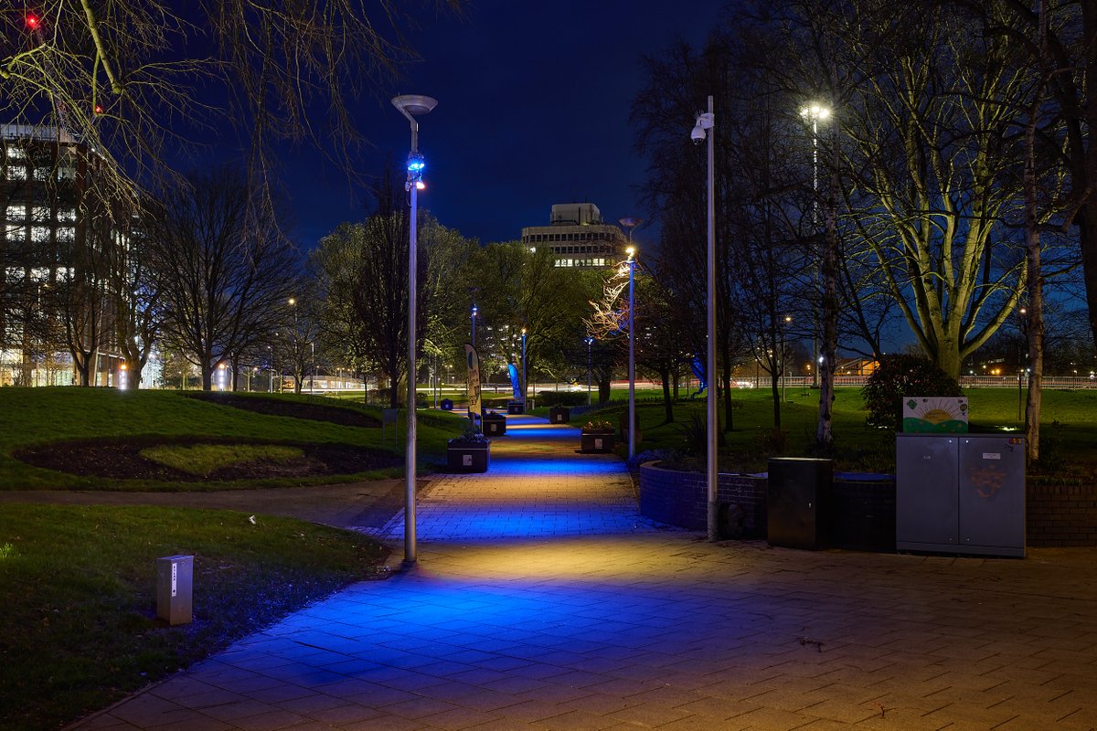 coventrycc's tweet photo. As a proud city of peace and reconciliation, we condemn this unprovoked aggression on Ukraine. 

Along with the Whittle Arches, we have lit up several areas of the city centre as a mark of solidarity with the people of Ukraine and their loved ones here in Coventry.

🇬🇧🇺🇦 https://t.co/IOV629RVvJ