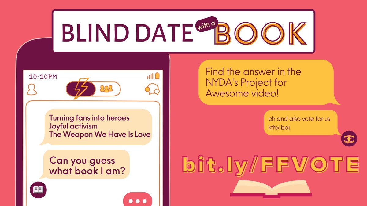 AND FINALLY:
Turning fans into heroes
Joyful activism
The weapon we have is love

Which book is it???

Watch/vote/find out here at the <a href="/hpanyda/">NYDA</a> video for #p4a2022 : bit.ly/FFVOTE