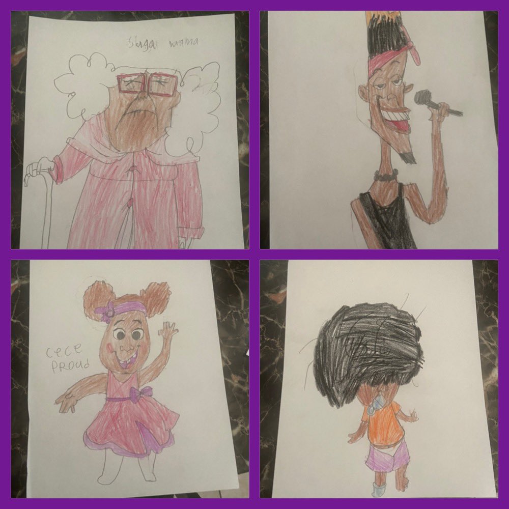 FABTTODD's tweet photo. My grand baby Aliyah Lawton is SOOOO TALENTED! She sat here and drew the main characters from the Proud Family from off of her phone!!!! She is a 5th grader at School 8 in Linden. So proud of her! ❤️❤️❤️ https://t.co/ninfWzp1ii