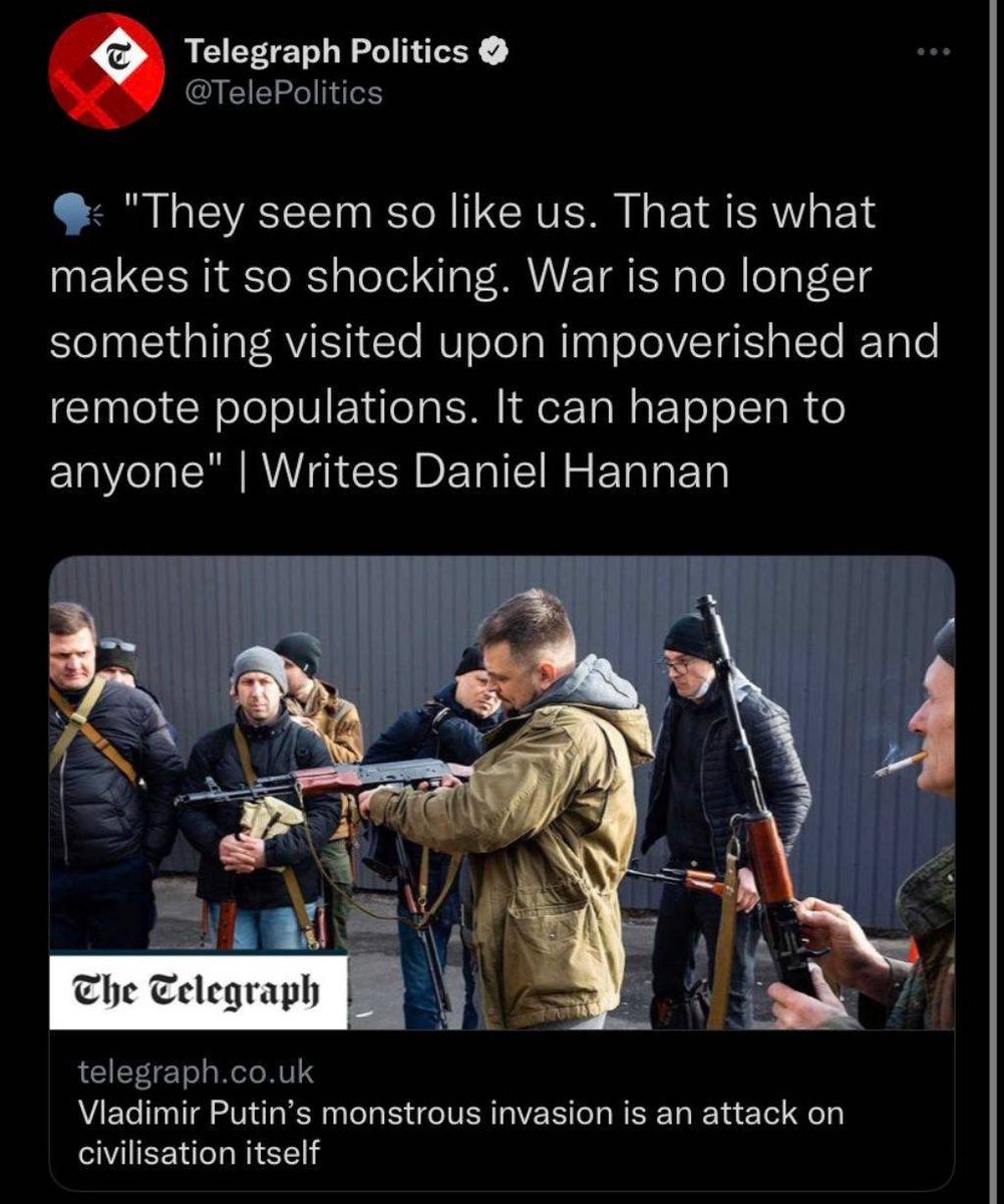 AsimCP's tweet photo. The racial politics of what constitutes humanity for the West. 

“They seem so like us.” This sentence alone informs us of how the West understands solidarity. 

Reminds me of @renireni writing about western states lighting monuments when there is a violent attack in the west https://t.co/VHAR44MxKa