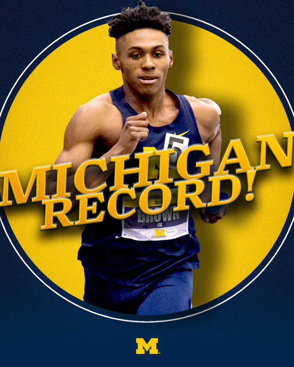 UMichTrack's tweet photo. #B1GTF Indoors | Men's 600m (Final)

SO CLOSE! Miles Brown's 1:15.88 from the 1st section of the final is just shy of the section 2 winner. He'll get the 🥈SILVER🥈!

That's still a school record and EIGHT points for Michigan!

#GoBlue https://t.co/0t4cZpyqz2