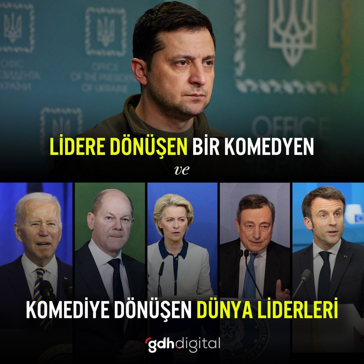 🙌🏻 Lidere dönüşen bir komedyen ve komediye dönüşen dünya liderleri.
#Zelenskiy
#Ukrania #Moskova