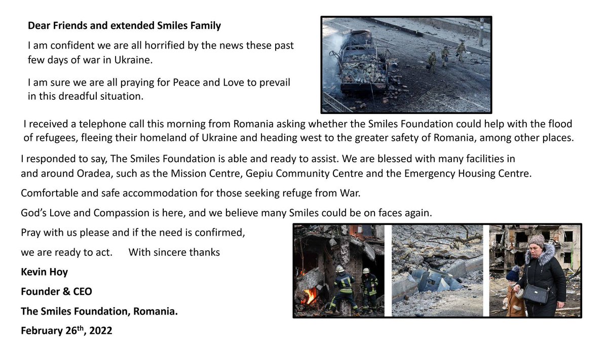 Smiles_Romania's tweet photo. ‼️This is our special press release regarding Ukraine and how we can help any refugees coming through to Romania.‼️
#ukraine #RefugeesWelcome #Refugees https://t.co/gCeVELPzOp