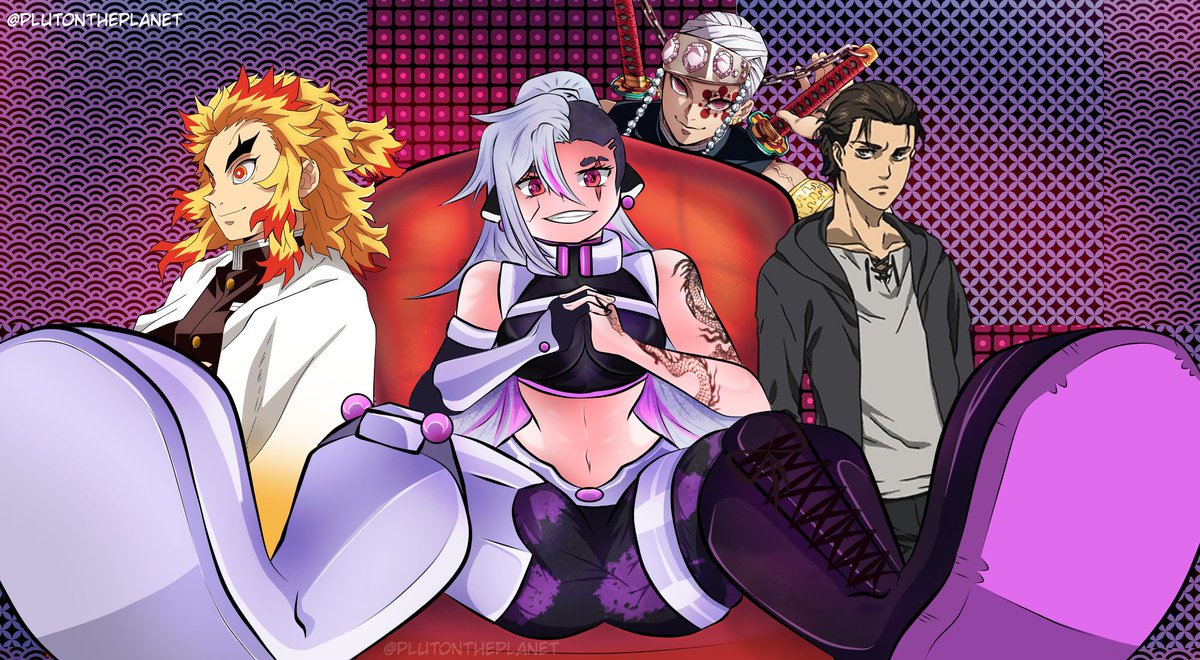 PlutonThePlanet's tweet photo. Pues estos días me dio por hacerle un fan art a hells 🐉👹
Y de paso ponerla al rededor de sus husbandos
#hellfanart
Yo creo que se nota, pero podéis adivinar de donde salió la referencia para la pose? https://t.co/1ZUvG7Yn06