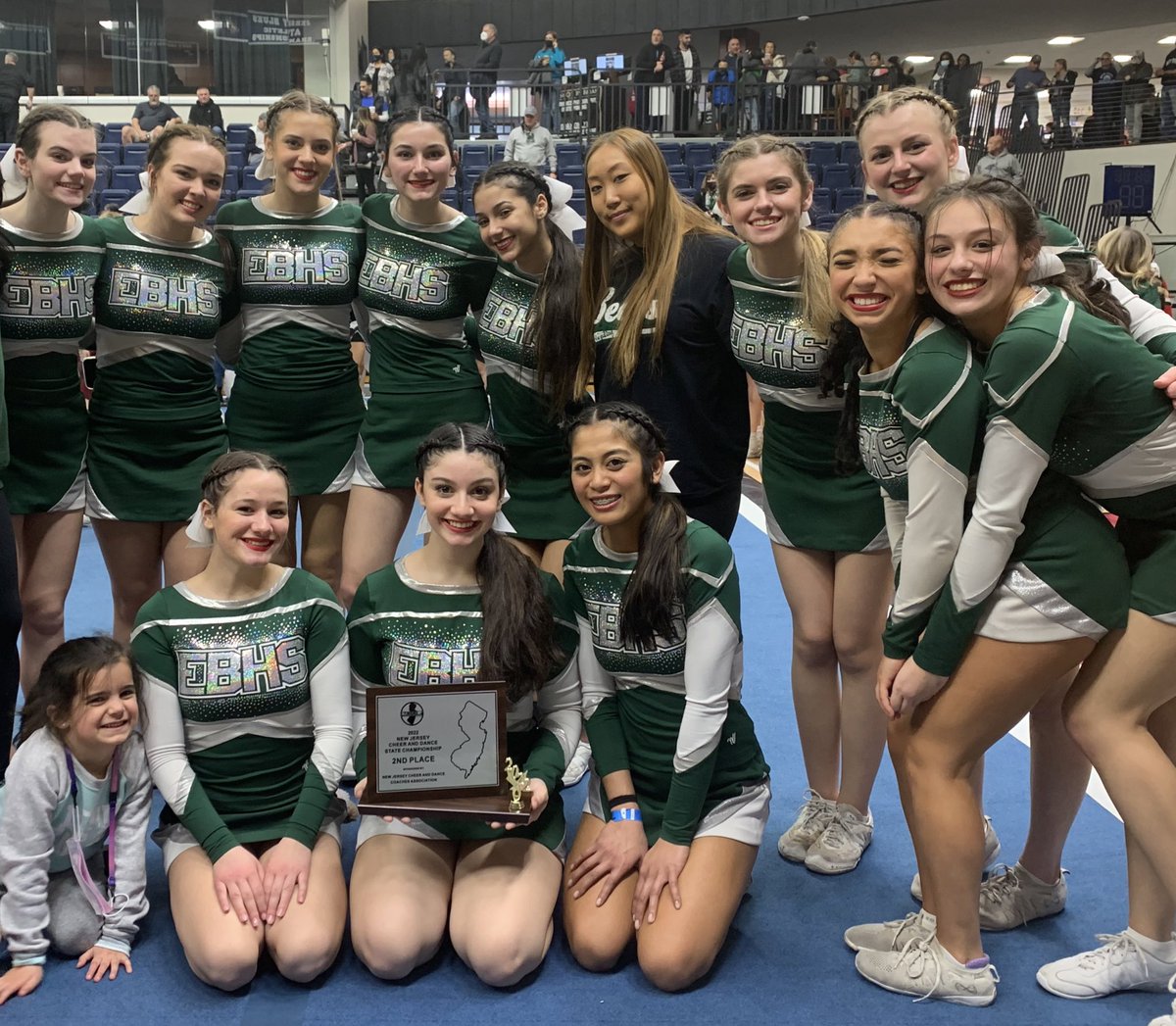 2nd in the STATE for this Varsity team. 1st place in my eyes especially given the situation today. We didn’t hit zero, but I know we would have. The difficulty of the routine, their energy, and love for the sport of cheerleading still pulled us through! So proud. 🐻💚