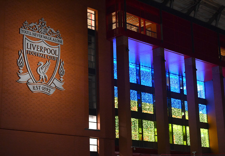 Anfield turns blue and yellow as Liverpool show support for Ukraine....<a href="/LivEchonews/">Liverpool Echo</a>