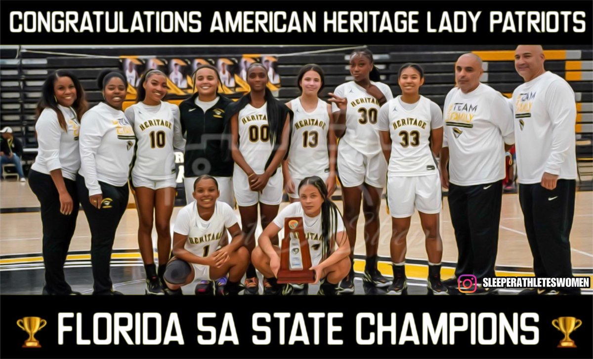 Congratulations to the <a href="/AH__Athletics/">American Heritage</a> Lady Patriots! 

Final Score: 69-31 over #BishopMoore

🏆🏀 Florida 5A State Champions 🏀🏆

FOR THE FIFTH TIME IN A ROW‼️💍

<a href="/NiyaLatson/">Ta'Niya Latson</a> <a href="/joeydelancy22/">joey</a> <a href="/sydsimonee_/">Sydni Studesville</a> <a href="/EmaniTheodule/">Emani Theodule</a> <a href="/Gaby_D_15/">Gaby Dumas</a> <a href="/dezurayyyy/">Dezuray McGill</a> <a href="/_serenityaragon/">serenity aragon</a>