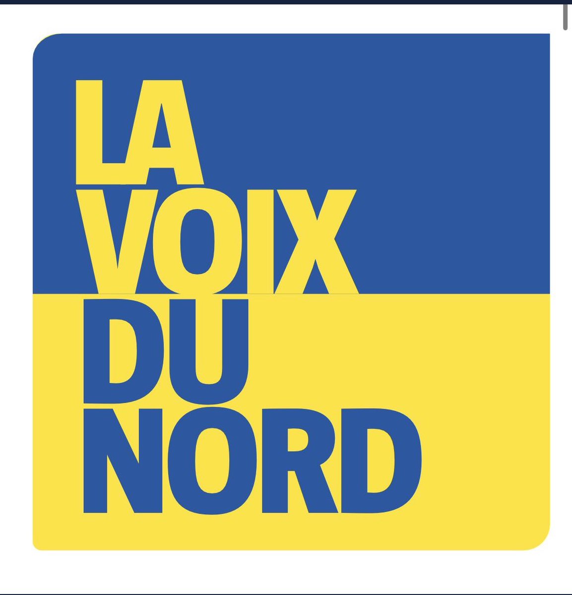 La Voix du Nord met son logo aux couleurs de l’Ukraine. Ce qui se passe à 1650 km de notre frontière est gravissime. @lavoixdunord est un journal issu de la résistance, nous ne l’oublions pas. #Ukraine