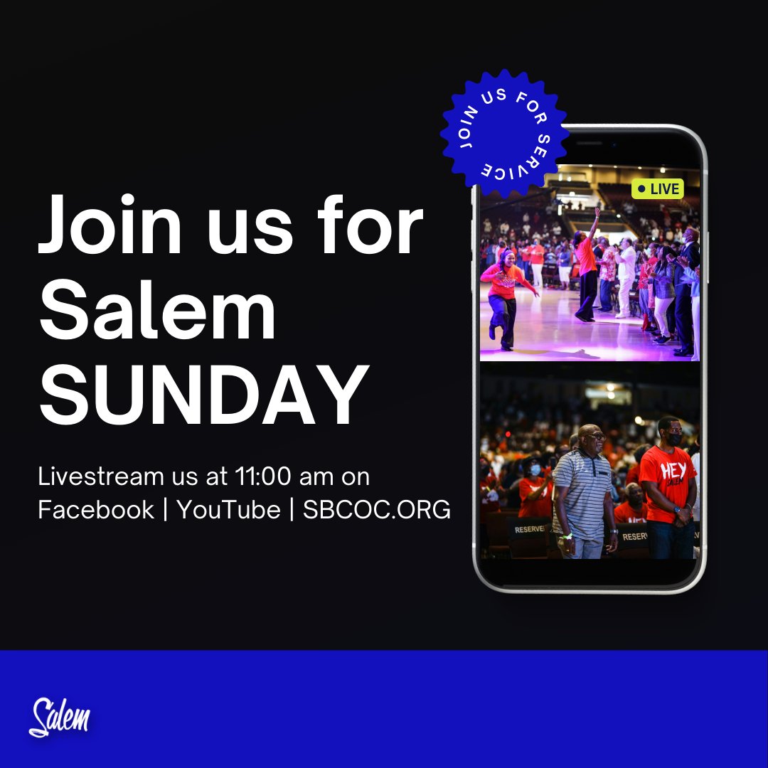 Tomorrow will be the last virtual service. So join us at 11:00 am &amp; livestream us from anywhere! #salemchicago #salemsunday #virtaulchurch