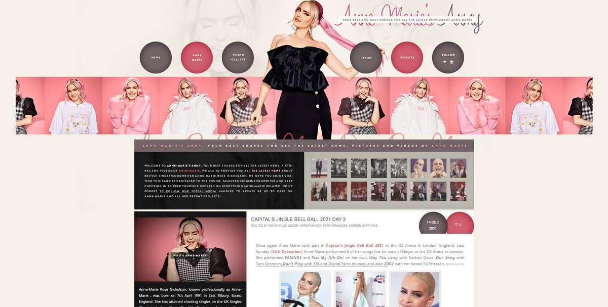 annemariesarmy's tweet photo. Anne-Marie's Army is back with a brand new theme created and coded by the amazing @MPECreatives 💞 A pleasure to share this masterpiece with all our followers now 🌹 https://t.co/mRcsUiwiOr