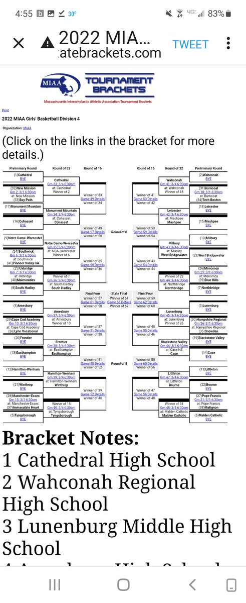 RickHastings's tweet photo. We are the #11 seed in the State Tournament and will host #22 Bourne on Friday March 4 at 6:30 PM. Go Tigers! https://t.co/11QDAeHTJ7