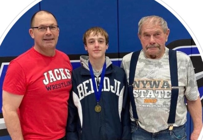 Next week the #mshsl state wrestling tournament will be held here at <a href="/XcelEnergyCtr/">Xcel Energy Center</a>

Here are three generations of state qualifiers from the Strand family of Bemidji: Rob (1987), Nick (2022) and Bob (1957-58).

*Thanks to <a href="/kari_knudson/">Kari Knudson</a> for passing this along
