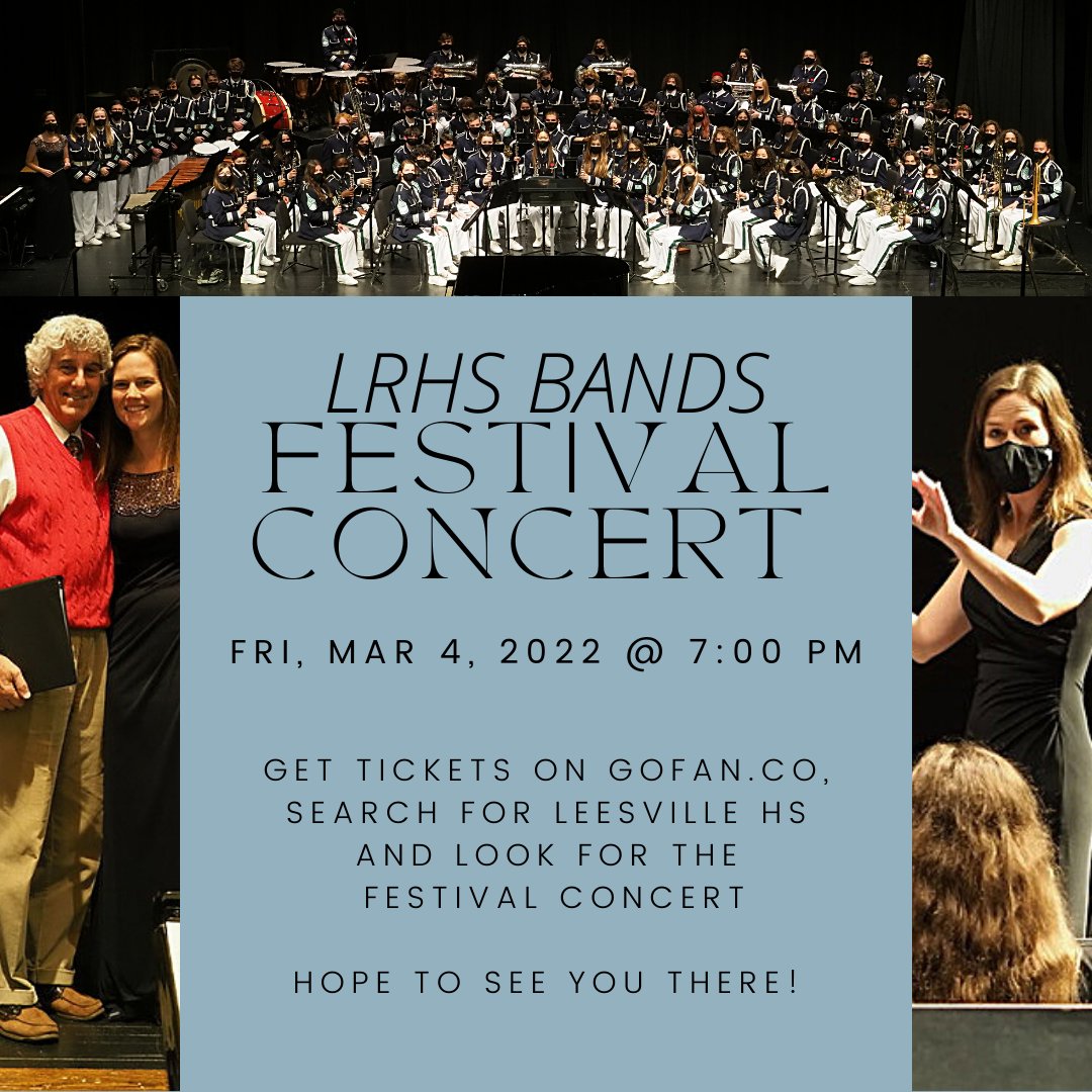 Fri, March 4th come support the LRHS Bands at our Festival Concert! Tickets are $6.00, Hope to see you there! gofan.co/app/events/556…