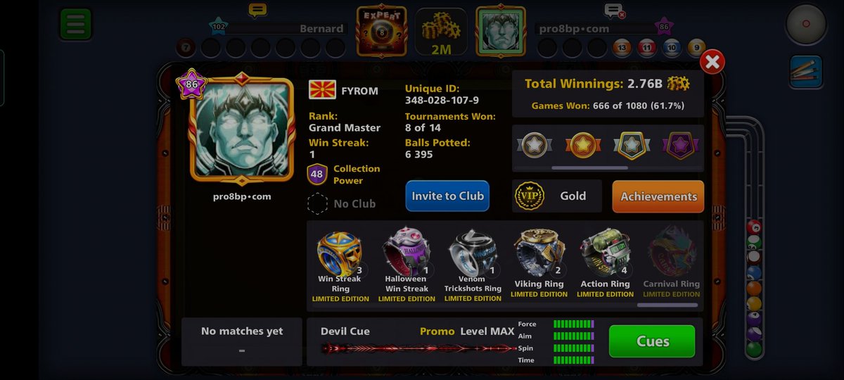 BerniPlay's tweet photo. I think I just lost to Youtuber @pro8ballpool sadly you won't play trickshots 😭
I knew that is you because I saw vid from 0 to 117 milion coins and I connected the dots and I know https://t.co/PeU25p3RYz