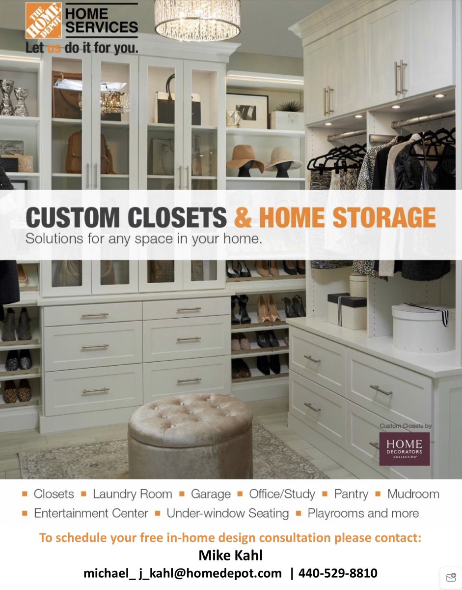 MKahl86's tweet photo. The Web is where it’s at. Closet appointment set via https://t.co/KV0Fz7rQJS results in HDISCleveland closing the deal! #HDISCleveland #homeorg https://t.co/QbPg4cNuon
