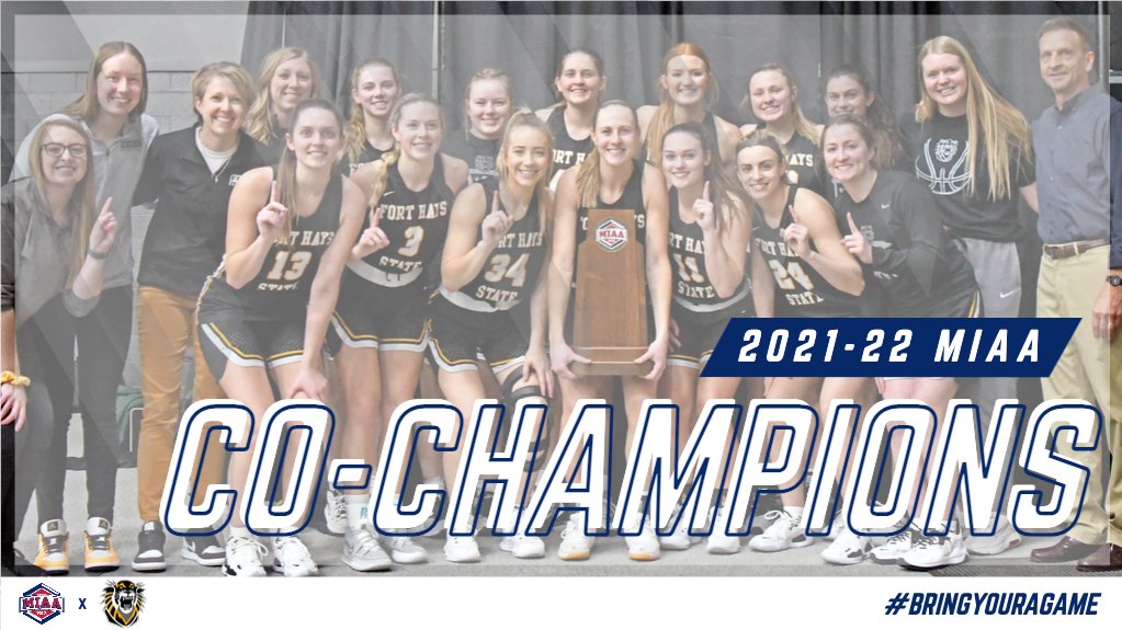 TheMIAA's tweet image. 𝟮𝟬𝟮𝟮 𝗠𝗜𝗔𝗔 𝗖𝗢-𝗖𝗛𝗔𝗠𝗣𝗜𝗢𝗡𝗦🏆🏀

Congratulations to @FHSUWBB on winning a share of their second consecutive regular-season championship👏

#BringYourAGame