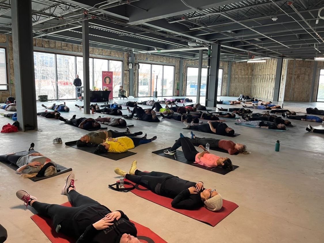 LeahHeals's tweet photo. Thank you @GrandscapeTX for allowing me to lead a 30 minute meditation plus a small sound bath for your Crunch and Munch #BlackHistory Month event today! #LeahHeals https://t.co/S5CJ5koqAM