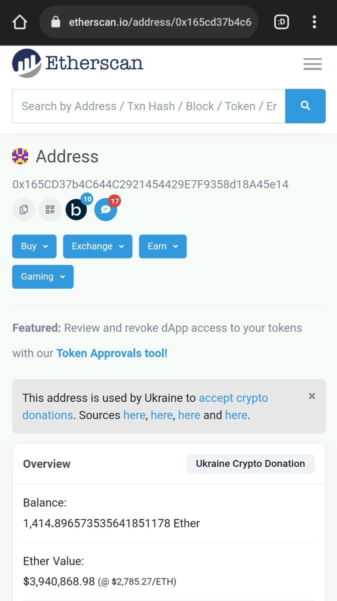 Ukrainian govt accepts crypto:

It's resilient, transparent, fast, and social first for the most tenous and critical of situations. 

Not a hack, sources confirm legit <a href="/FedorovMykhailo/">Mykhailo Fedorov</a> <a href="/olex_scherba/">olexander scherba🇺🇦</a> verified by @tomicahTD <a href="/VitalikButerin/">vitalik.eth</a> <a href="/etherscan/">etherscan.eth</a>

Within 7hrs 1,400ETH+ ($4M) 👇