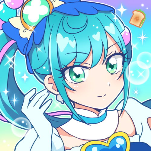 1girl solo jewelry magical girl gloves blue hair earrings  illustration images
