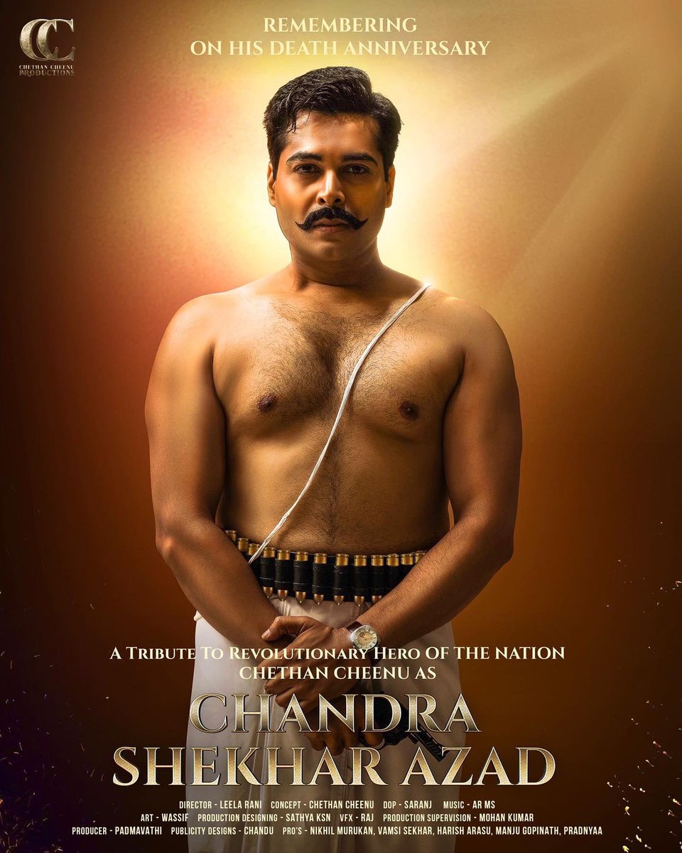 ccproductions04's tweet photo. Remembering 
Sri #ChandrashekharAzad 
on his #DeathAnniversary
#Chandrashekhar #Azad

@ChethanCheenu 
#OneActor12MakeOvers 
@ccproductions04 

@onlynikil @UrsVamsiShekar 
@HarishVN1 #ManjuGopinath
#Pradnyaa #ChethanCheenu https://t.co/04Yn3ulYPp