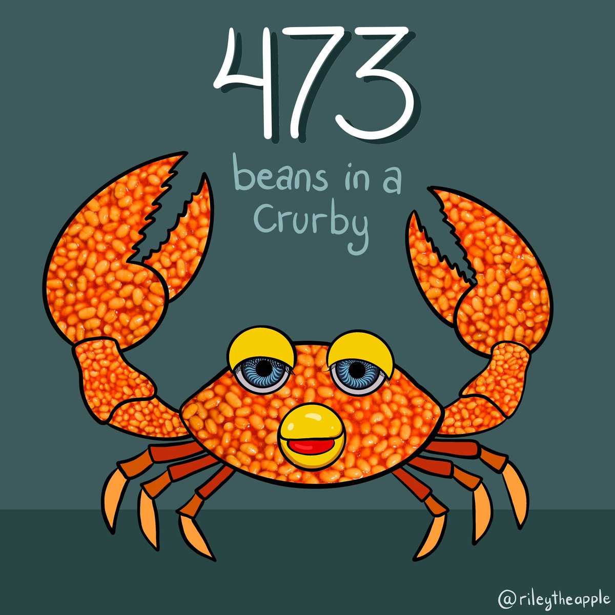 rileytheapple's tweet photo. In celebration of breaking the record for most money ever raised during #P4A please enjoy this Crurby made of 473 beans #P4A2022 @hankgreen @johngreen @proj4awesome https://t.co/08TStiV11I