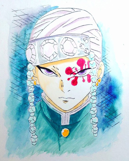 ほわいとまっぷさんがTwitterに投稿した宇髄天元(鬼滅の刃)のイラスト。