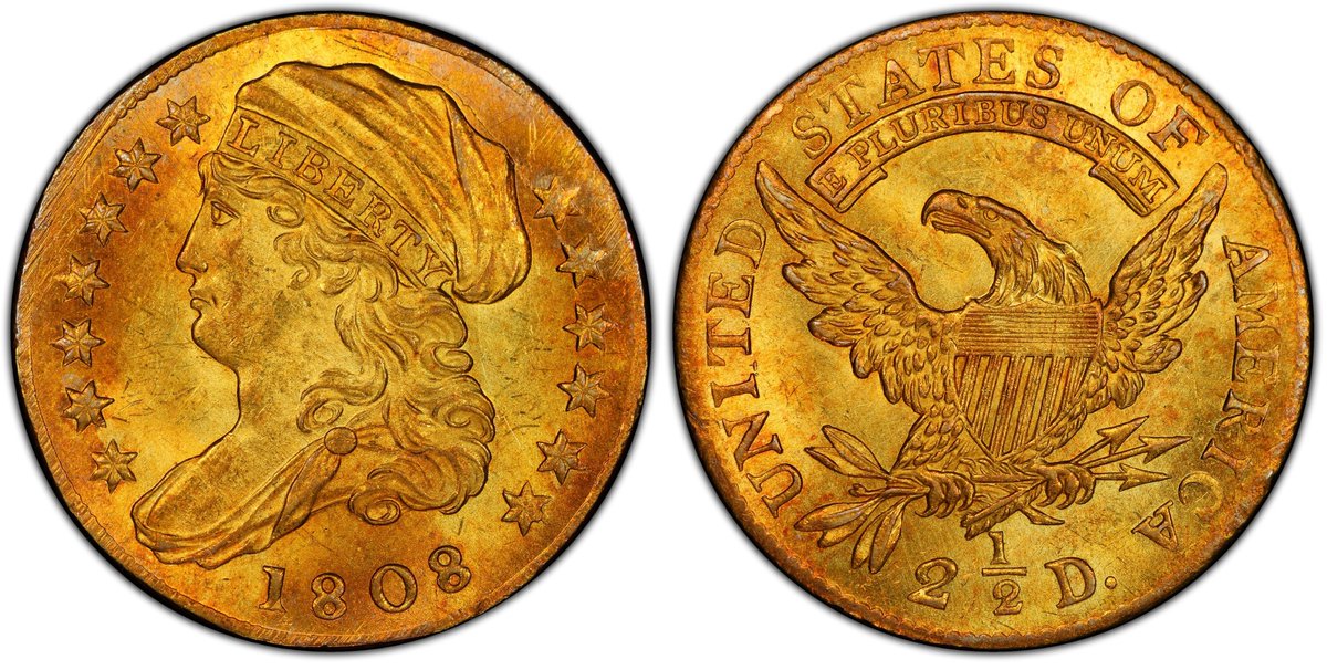 CFLCoinClub's tweet image. #OnThisDay February 26 1808 in #NumismaticHistory The @usmint struck 2710 copies of the Capped Draped Bust gold $2.50 quarter eagle #CappedBust #QuarterEagle #CoinSculpter #RobertScot #Philadelphia facebook.com/CentralFlorida…